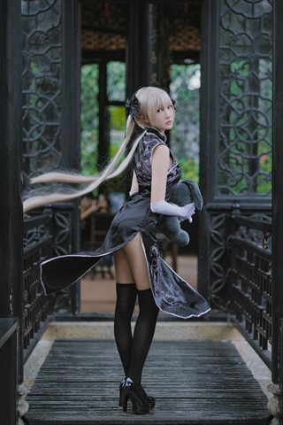 瓜希酱-穹妹 黑旗袍 - 0014.jpg