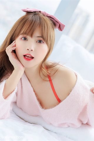 [IMISS爱蜜社] Vol.677 张思允Nice Pakaian dalam merah putih dengan stoking warna primer - 0053.jpg