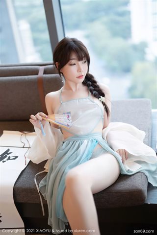 [XIAOYU语画界] Vol.679 Zhizhi Booty white top blue skirt primary color stockings - 0021.jpg