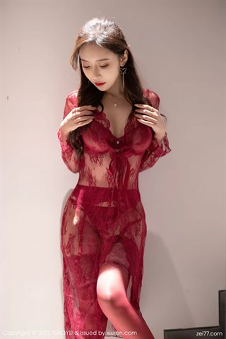 [XIAOYU语画界] Vol.699 Wang Xinyao yanni Huizhou travel shoot sous-vêtements en dentelle rouge avec des bas rouges - 0016.jpg