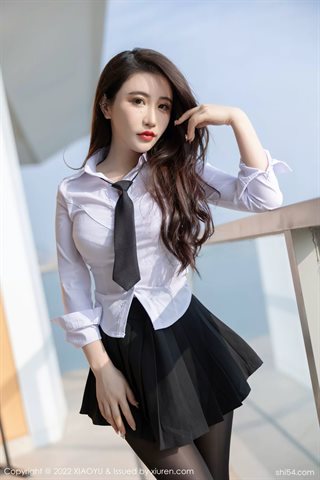 [XIAOYU语画界] Vol.700 Cherry Feiyue Sakura Huizhou travel shoot black short skirt white lace underwear black silk - 0007.jpg