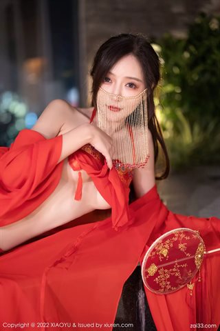 [XIAOYU语画界] Vol.708 Wang Xinyao yanni red classical gown playing in water - 0013.jpg