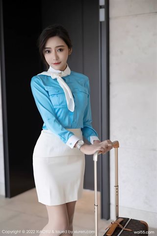 [XIAOYU语画界] Vol.710 Wang Xinyao Yanni abbigliamento professionale bianco gonna corta biancheria intima bianca con calze di colore - 0001.jpg