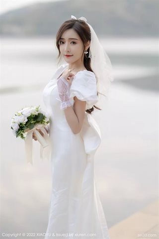 [XIAOYU语画界] Vol.733 Gaun pengantin putih Wang Xinyao yanni dengan stoking putih - 0001.jpg