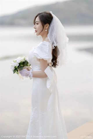 [XIAOYU语画界] Vol.733 Abito da sposa bianco Wang Xinyao yanni con calze bianche - 0002.jpg