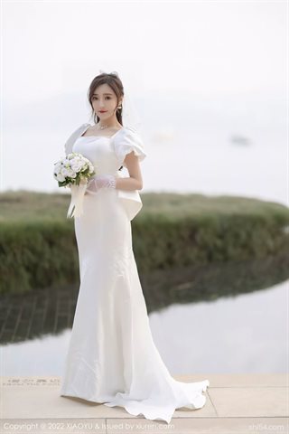 [XIAOYU语画界] Vol.733 Wang Xinyao yanni vestido de noiva branco com meias brancas - 0004.jpg