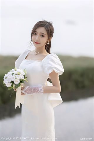 [XIAOYU语画界] Vol.733 Wang Xinyao yanni vestido de novia blanco con medias blancas - 0006.jpg