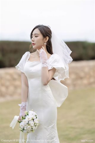 [XIAOYU语画界] Vol.733 Gaun pengantin putih Wang Xinyao yanni dengan stoking putih - 0007.jpg
