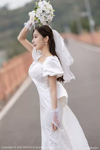 [XIAOYU语画界] Vol.733 Gaun pengantin putih Wang Xinyao yanni dengan stoking putih - 0009.jpg