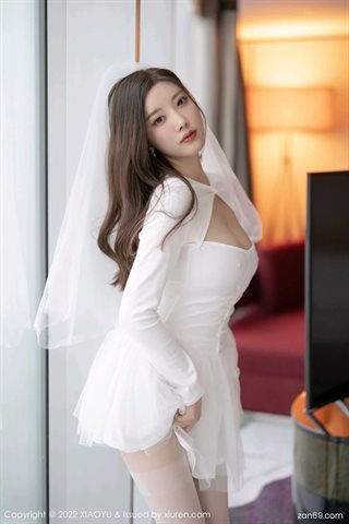 [XIAOYU语画界] Vol.739 Yang Chenchen Yome abito da sposa bianco con calze bianche - 0014.jpg
