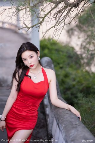 [XIAOYU语画界] Vol.745 Yang Chenchen Yome 빨간 드레스 속옷과 검은색 실크 - 0033.jpg