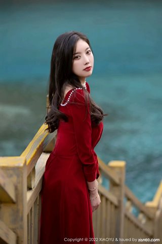 [XIAOYU语画界] Vol.750 Yang Chenchen Yome red dress and color cheongsam with black silk - 0073.jpg