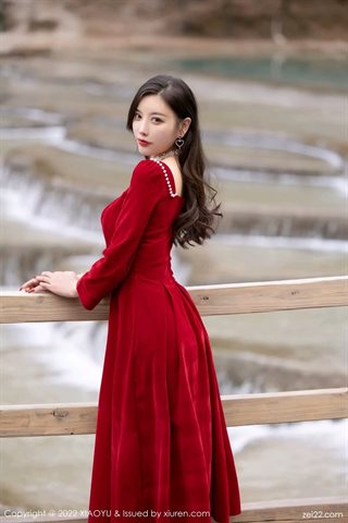 [XIAOYU语画界] Vol.750 Yang Chenchen Yome vestido vermelho e cor cheongsam com seda preta - 0074.jpg