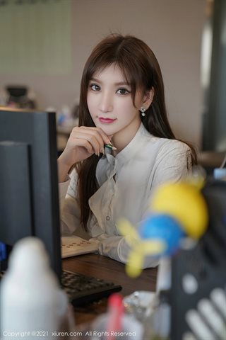 [XiuRen] No.3046 여신 Zhou Yuxi Sandy Office 프론트 데스크 테마 핑크 짧은 치마 얇은 돼지 유혹 사진 1 - 0020.jpg