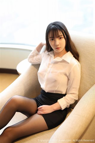 [XiuRen] No.3076 Tender model kneading fleshy white shirt black skirt theme half-off vacuum exposed white tender breasts sultry - 0010.jpg