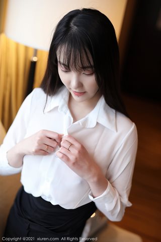 [XiuRen] No.3076 Tender model kneading fleshy white shirt black skirt theme half-off vacuum exposed white tender breasts sultry - 0016.jpg