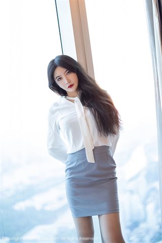[XiuRen] No.3127 Concurso modelo Xinyan princesinha uniforme de trabalho OL tema roupa íntima de renda privada Xiuhao seios - 0003.jpg