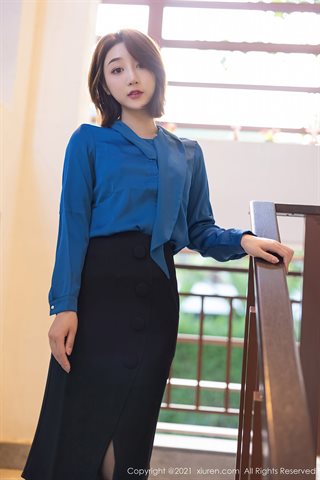 [XiuRen] No.3182 Tender model September born workplace secretary OL uniform theme ultra-thin black pantyhose show buttocks - 0001.jpg