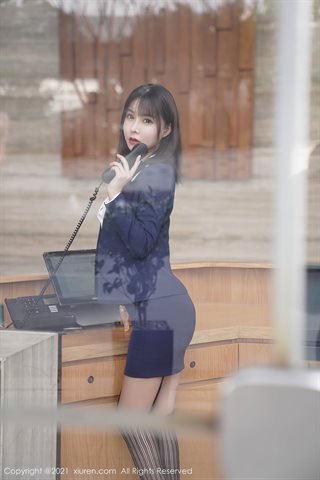 [XiuRen] No.3221 Model lembut Xiaoyu saus hotel meja depan plot tema kamar pribadi setengah terbuka payudara bangga gerah godaan - 0024.jpg