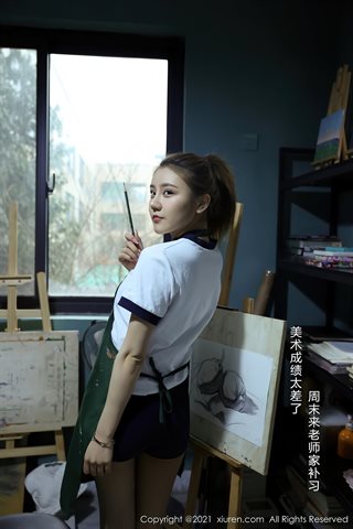 [XiuRen] No.3226 Concurso modelo Xia Xi CiCi professor de arte em sala de aula e tema de aluno quarto privado seios e-expostos - 0001.jpg