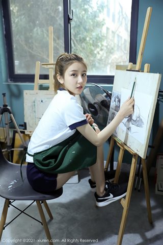 [XiuRen] No.3226 Modelo tierno Xia Xi CiCi maestro de aula de arte y tema de estudiante habitación privada senos y glúteos medio - 0002.jpg