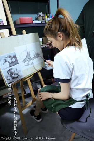 [XiuRen] No.3226 Modelo tierno Xia Xi CiCi maestro de aula de arte y tema de estudiante habitación privada senos y glúteos medio - 0005.jpg