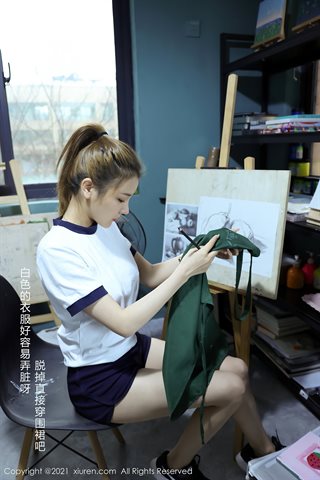 [XiuRen] No.3226 Modelo tierno Xia Xi CiCi maestro de aula de arte y tema de estudiante habitación privada senos y glúteos medio - 0009.jpg