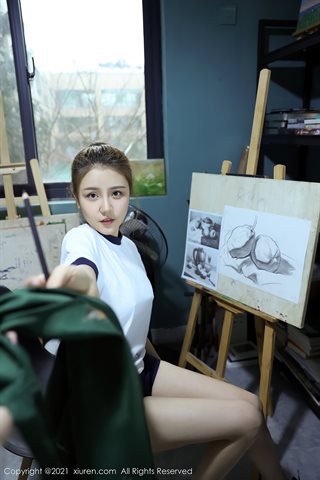 [XiuRen] No.3226 Người mẫu dịu dàng Xia Xi CiCi giáo viên và học sinh lớp học nghệ thuật chủ đề phòng riêng lộ nửa ngực và mông - 0010.jpg