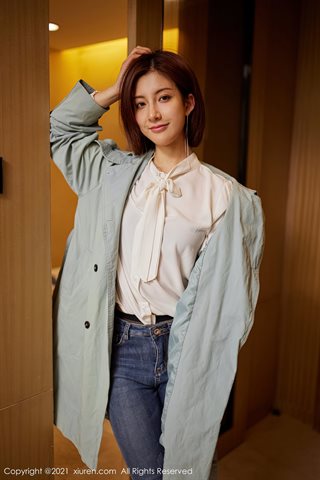 [XiuRen] No.3298 Model lembut Lin Wenwen yooki jeans tema pakaian hitam seksi dengan foto godaan pantyhose hitam - 0003.jpg