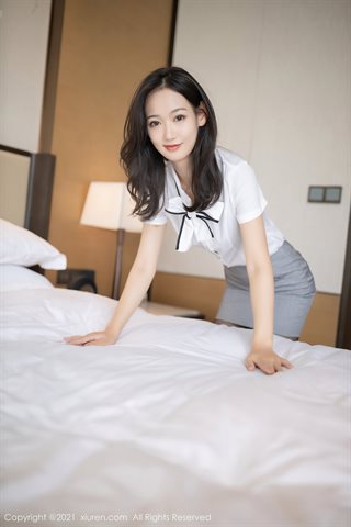 [XiuRen] No.3307 Tender model Tang Angel Hotel guest service theme bed exposed black underwear with black pantyhose temptation - 0008.jpg
