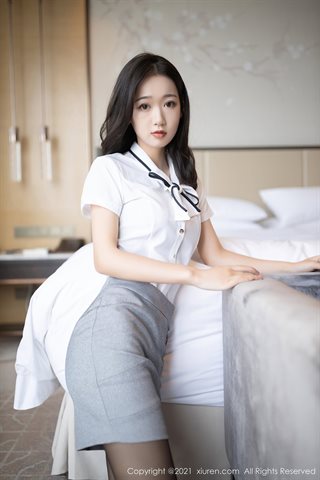 [XiuRen] No.3307 Tender model Tang Angel Hotel guest service theme bed exposed black underwear with black pantyhose temptation - 0017.jpg