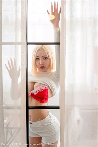 [XiuRen] No.3329 Приватная комната нежной модели Вэнь Цзингер полуобнажена и сексуальна в красном нижнем белье, демонстрируя,,. - 0004.jpg
