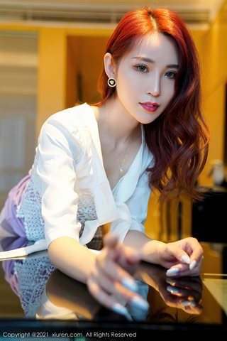 [XiuRen] No.3464 Young model Zhou Muxi baby private room elegant dress showing open stockings sultry pose temptation photo - 0032.jpg