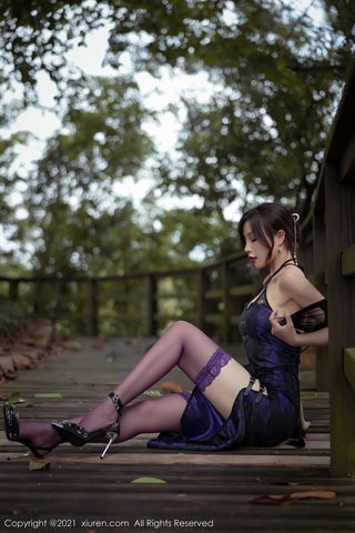 [XiuRen] No.3794 Goddess Zhizhi Booty's private house purple classical cheongsam with thin transparent panties showing - 0022.jpg