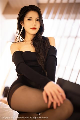 [XiuRen] No.3822 Model baru saus Yuanyuan Belle Hangzhou foto perjalanan gaun elegan hitam dengan pantyhose hitam foto menawan - 0092.jpg