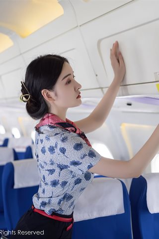 [XiuRen] No.3838 Модель Shen Mengyao стюардесса авиалайнера униформа тема полуобнаженное черное нижнее белье перспектива трусики - 0026.jpg