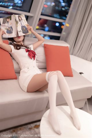 [XiuRen] No.3844 Goddess Yang Chenchen Yome private room pure uniform with white stockings half naked perfect body temptation - 0008.jpg