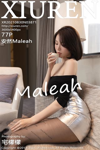 [XiuRen] No.3871 Model Enron Maleah's wife theme private room half-exposed ultra-thin black pantyhose show buttocks temptation