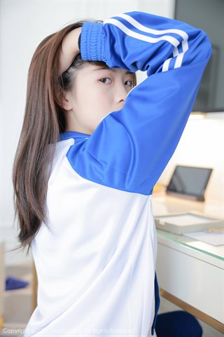 [XiuRen] No.3875 Model tomorrow flower peach blue school uniform theme half-exposed lace underwear sexy bundled temptation photo - 0005.jpg
