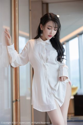[XiuRen] No.3903 Goddess Cherry Feiyue Sakura Shenzhen Brigade Shooting Camisa blanca con pantimedias de seda de carne que muestra - 0016.jpg