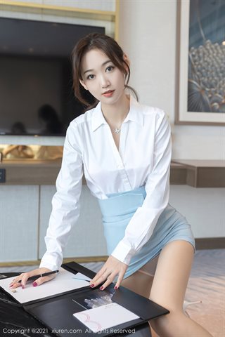 [XiuRen] No.3917 Model Tang Anqi customer manager theme take off professional clothes revealing sexy flesh-colored underwear - 0010.jpg