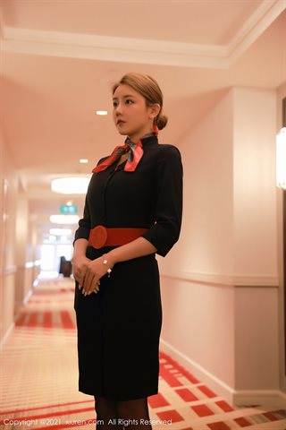 [XiuRen] No.3933 Модель Xia Xi CiCi Macau Travel Shooting Intern Stewardess Story Theme Ultra-thin No Inner Black Silk Temptation - 0002.jpg