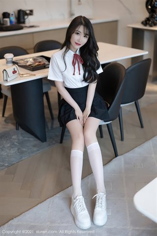 [XiuRen] No.3960 Богиня Cherry Feiyue Sakura Shenzhen Brigade Shooting JK Uniform Half Striped Sexy Lingerie Perfect Temptation - 0006.jpg