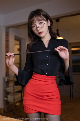 [XiuRen] No.3961 Model Lu Xuanxuan tutor teacher theme semi-exposed sexy underwear ultra-thin black silk charming temptation photo - 0004.jpg