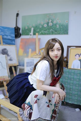 [XiuRen] No.3963 Modello Doubanjiang reale scena in studio tema semi-uniforme spettacolo aperto file bianco seta perfetta - 0002.jpg