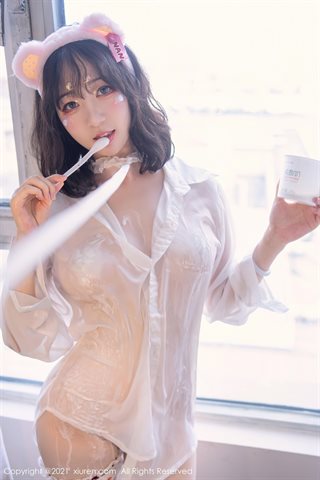 [XiuRen] No.4000 Model youOvOyou Japanese private pet theme private room thin white shirt wet body perspective temptation photo - 0002.jpg