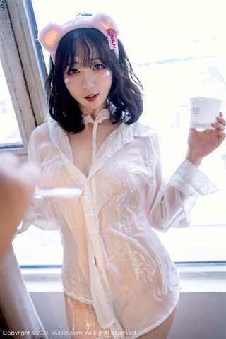 [XiuRen] No.4000 Model youOvOyou Japanese private pet theme private room thin white shirt wet body perspective temptation photo - 0032.jpg