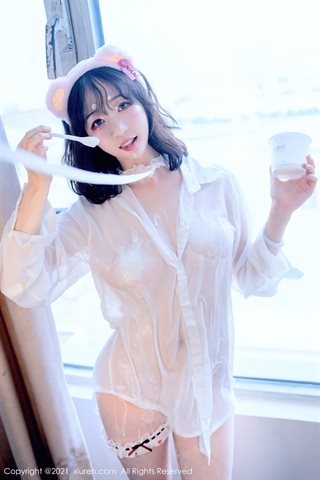 [XiuRen] No.4000 Modelo youOvOyou tema de animal de estimação privado japonês quarto privado camisa branca fina corpo molhado - 0034.jpg