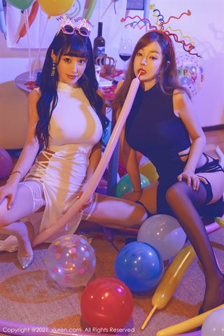 [XiuRen] No.4025 Dewi Wang Yuchun & Zhu Keer tema pesta ulang tahun kamar pribadi foto menggoda dan menggoda di bawah cahaya - 0003.jpg