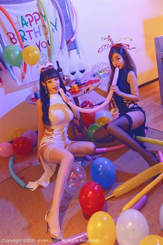 [XiuRen] No.4025 Diosa Wang Yuchun y Zhu Keer fiesta de cumpleaños tema habitación privada seductora y tentadora foto bajo luz - 0005.jpg